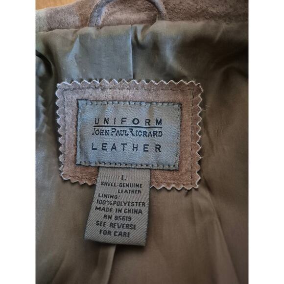 Genuine Suede Uniform Leather John Paul Richard womens blazer‎ size large brown - Picture 5 of 5